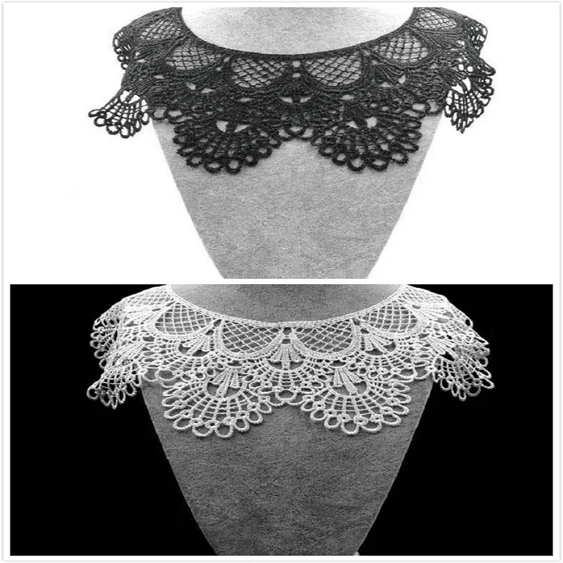 1 PCS 100% Polyester Off White Floral Lace Collar Fabric Trim DIY Embroidery Neckline Applique Sewing Craft | Дом и сад