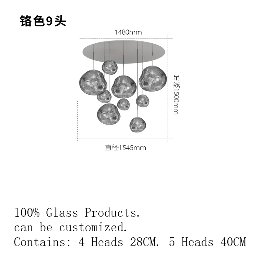 Светодиодный подвесной светильник из стекла в стиле постмодерн, аксессуары для помещений в скандинавском ресторанном стиле, теплые люстры, лампы в виде лавы - Цвет корпуса: Silver 9 Heads