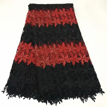 

French net lace fabric with stones embroidered lace black African tulle lace fabric high quality for wedding dresses E65-2406