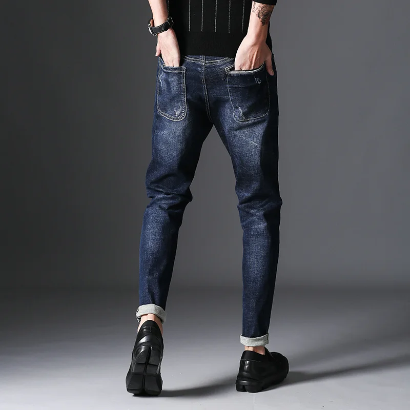 UMMEWALO зима осень тянущиеся обтягивающие мужские джинсы дизайнерские мужские джинсы мужские повседневные хлопковые джинсы мужские