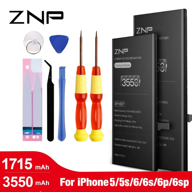 

ZNP Original Mobile Phone Battery For iPhone 5 5s 6 6s Plus Replacement Batterie High Capacity Internal Bateria For iPhone 6 6s