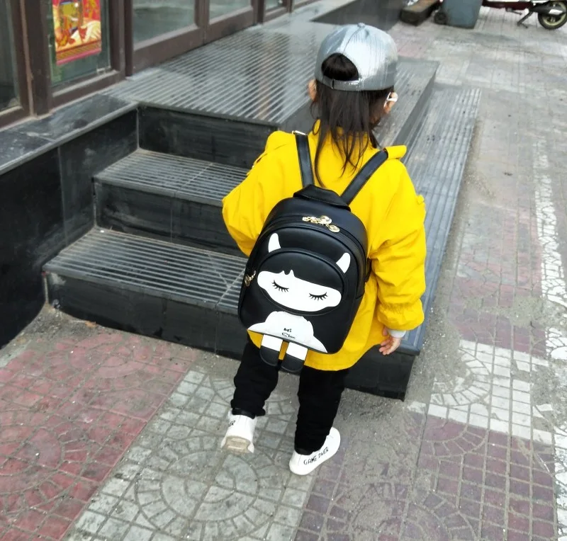 Waliicorners Cute cartoon backpack for children PU leather schoolbag for teenage girls Lovely shoulder bag backpacks female Daypack Black 14 Cute cartoon backpack for children PU leather schoolbag for teenage girls Lovely shoulder bag backpacks (15)