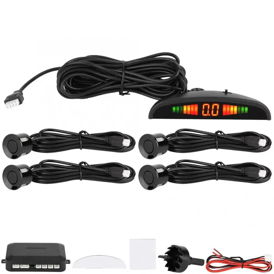 

Parking Sensors 4 Parking Sensors Buzzer Car Reverse Backup Rear Radar LED System Sound Alarm Universal car accessories