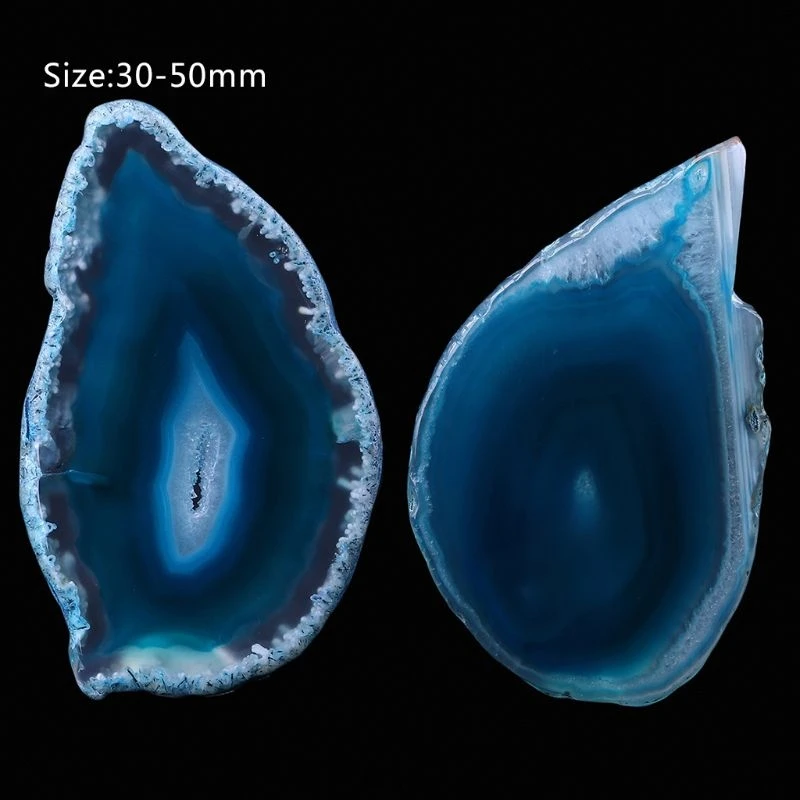 Натуральный агат жеод полированный неправильный Кристалл срез камня DIY кулон минеральное украшение дома - Цвет: Синий