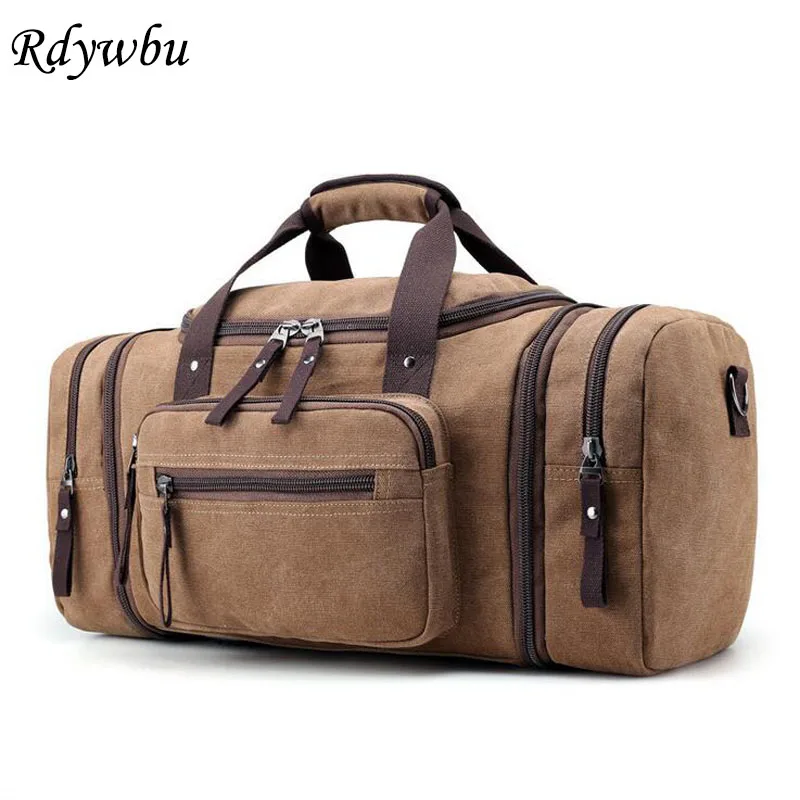 

Rdywbu Men's Multifunctional Canvas Travel Bags Vintage Large Capacity Luggage Tote Handbag Retro Portable Shoulder Bag B253