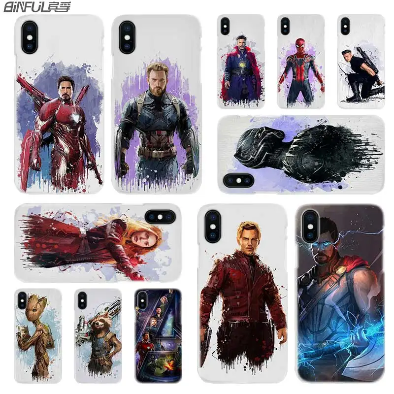 

BINFUL iphone case cover transparent for iPhone X XR XS Max 8 7 6s 6 Plus 5 5s 5.1 6.1 6.5 2019 4s Marvel Avengers