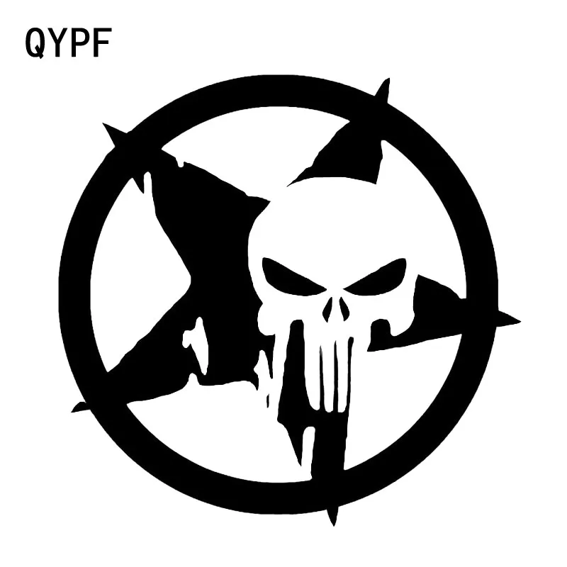

QYPF 16.2*15.8CM Lovely Skull Car Sticker Vinyl Decoration Pentagram C16-0109
