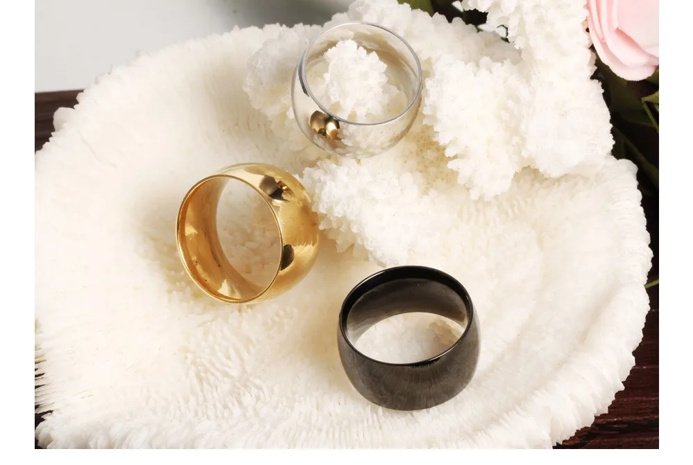 OPK простое мужское кольцо с широкой поверхностью 11,5 мм в стиле панк, серебряное/золотое/черное кольцо из нержавеющей стали, ювелирные изделия дружбы, гравировка GJ318