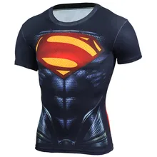 New 2018 3D Compression Shirt Fitness Men Superhero Comics Superman Quick Dry Gyms Tights Clothing Short Sleeve T