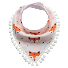 Детские Непромокаемые нагрудники из хлопка с треугольными чашечками, двухслойная детская Бандана с рисунком животных