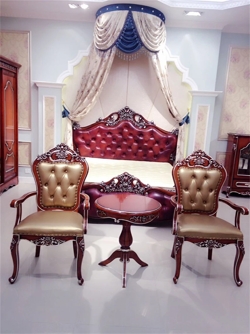Фошань классический французский натуральная кожа антикварная мебель диван