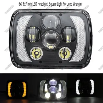 

5x7 7x6 Inch Led Headlight 5x7 Inch Led Square Light With Turn Signal Light For Jeep Truck Ford GMC
