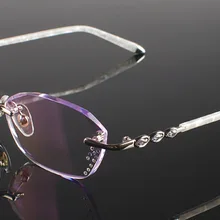 Оправа для очков из чистого титана, алмазная резка, модные серебряные женские стеклянные очки, оправа для очков, унисекс, украшения, оптические очки