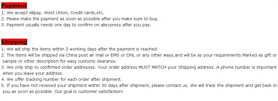 payment and shiping