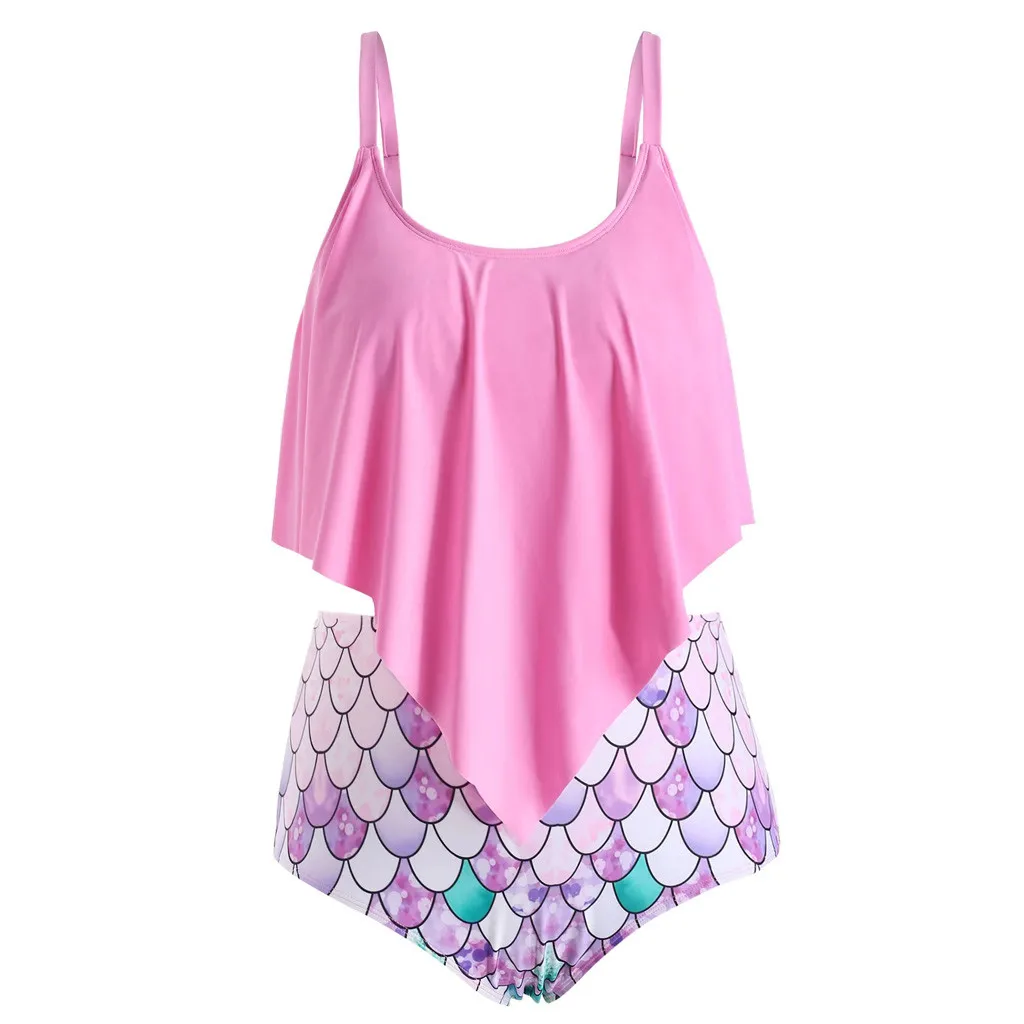 

Plus Size Swimwear Women Sexy Tankini Two Piece Swimsuits Women 2019 Pink Tankinis Push Up Bathing Suit Women Biquinis Feminino