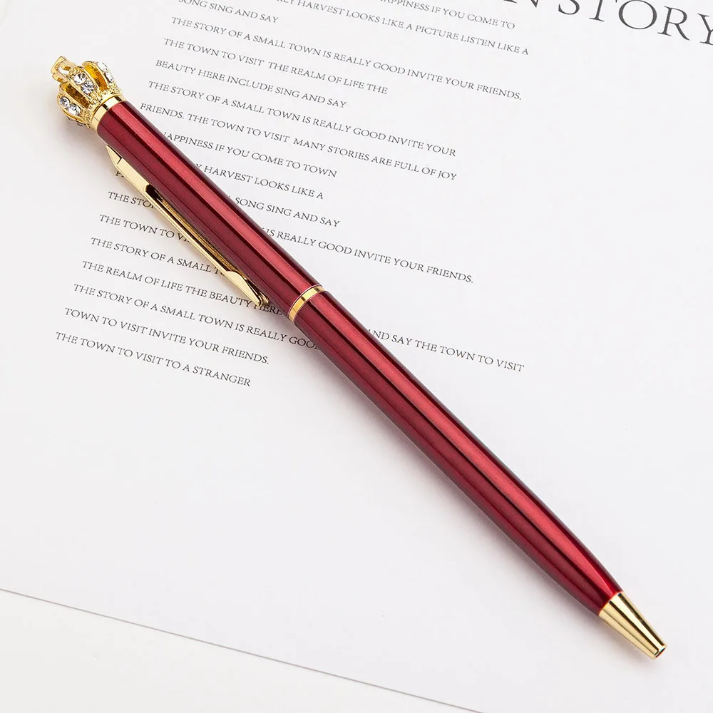 Креативные 1,0 мм милые каваи алмазные золотые короны шариковые ручки Шариковая ручка для офиса школы канцелярские принадлежности - Цвет: Красный