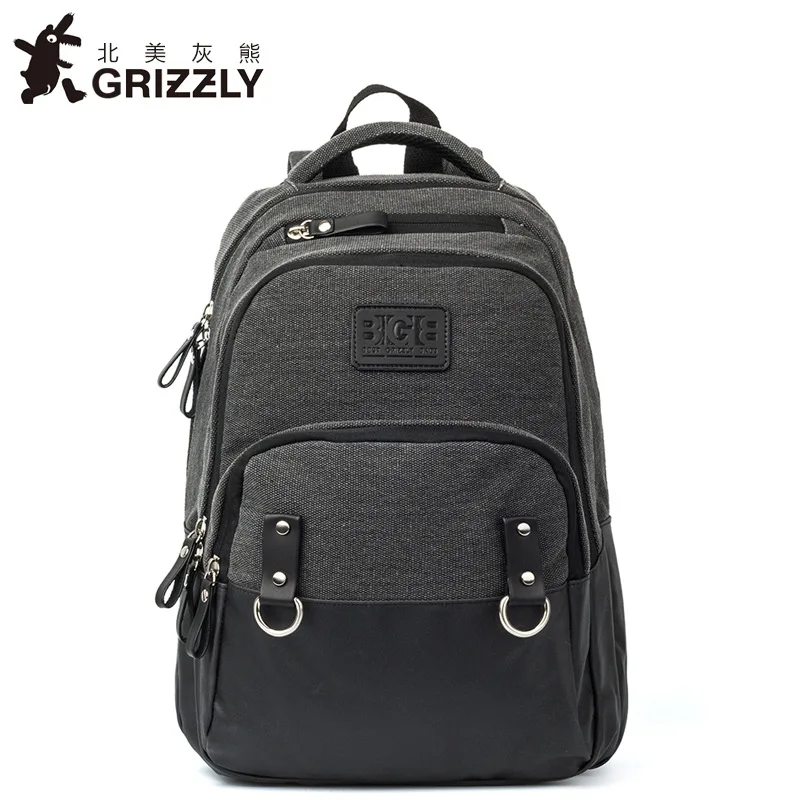 

GRIZZLY Men Canvas Backpack Laptop Notebook Mochila for Teenger Boys SchoolBags Casual Multifunction Rucksacks Travel Backpack