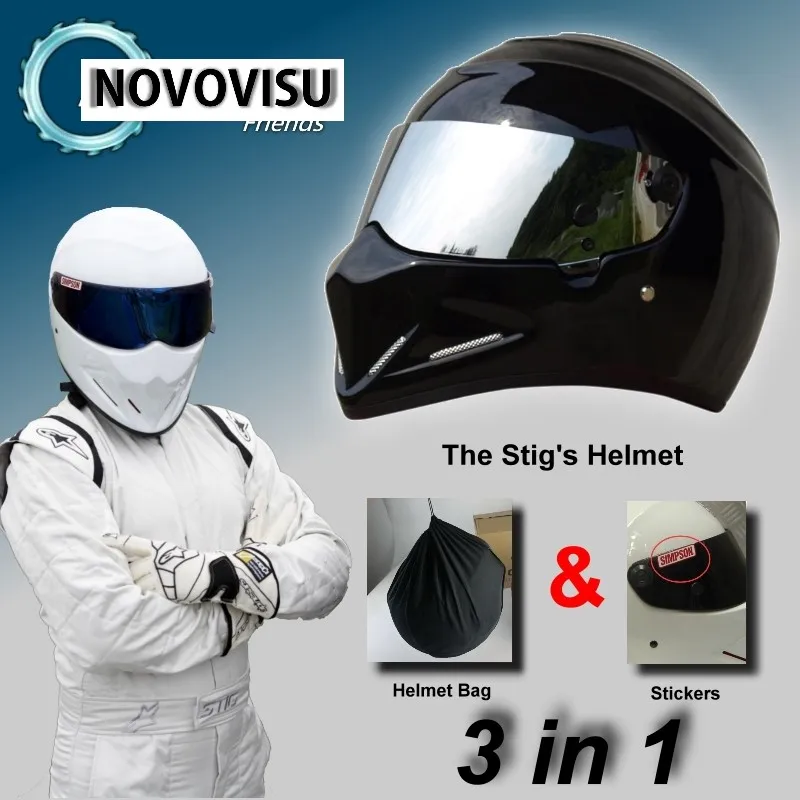 Novovisu для TopGear шлем Стига Casco De/сумка наклейка "Simpson" 3 в 1/яркий черный шлем с серебристый козырек