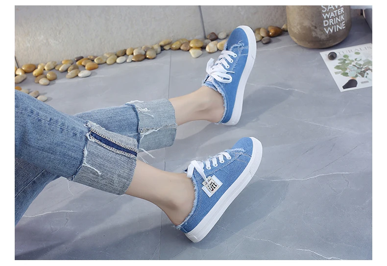 new summer single shoes breathable flat bottom half drag lazy one pedal versatile cloth shoes women's shoes