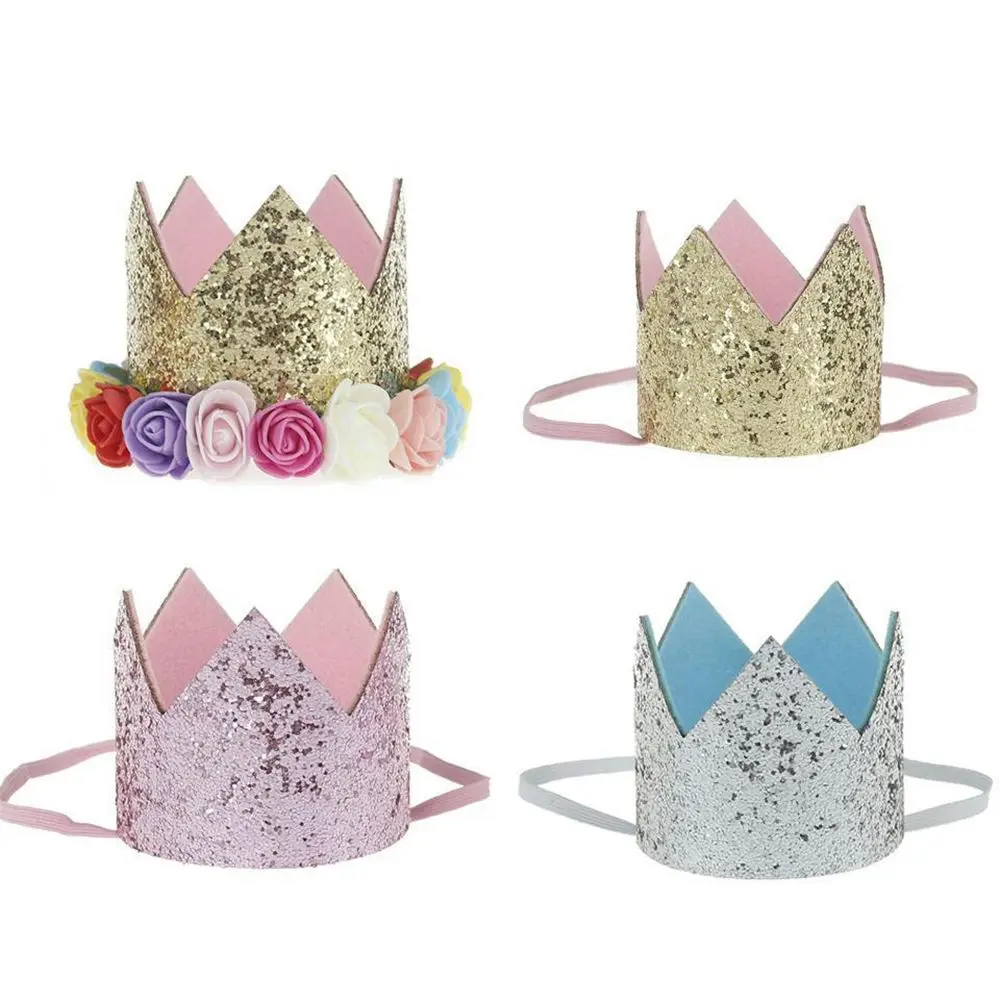 

Mini Felt Glitter Crown Hats Kids Shower Decor Prince Princess Birthday Party
