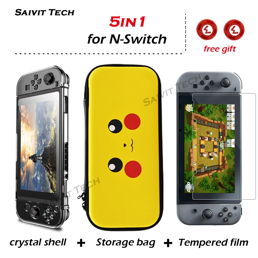 

Nintendoswitch Case Nintend Switch EVA Protective Carrying Bag&Tempered Glass Film&Crystal Hard Case for Nintendo Switch Console