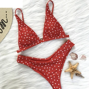 

JAYCOSIN HOT 2019 Women Love Printing Set Push-Up Padded Bra Beach Bikini Set 19FEB2