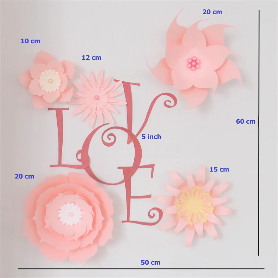 

Cardstock Baby Pink Fleur DIY Paper Flowers Letter Kit 4 Nursery Wall Deco Baby Shower Girls Room Birthday Backdrop