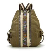 Lienzo Nacional Tribal Étnico Bordado Floral Mochilas bolso de Escuela mochila de Viaje mochila mochila sac a dos femme Li243