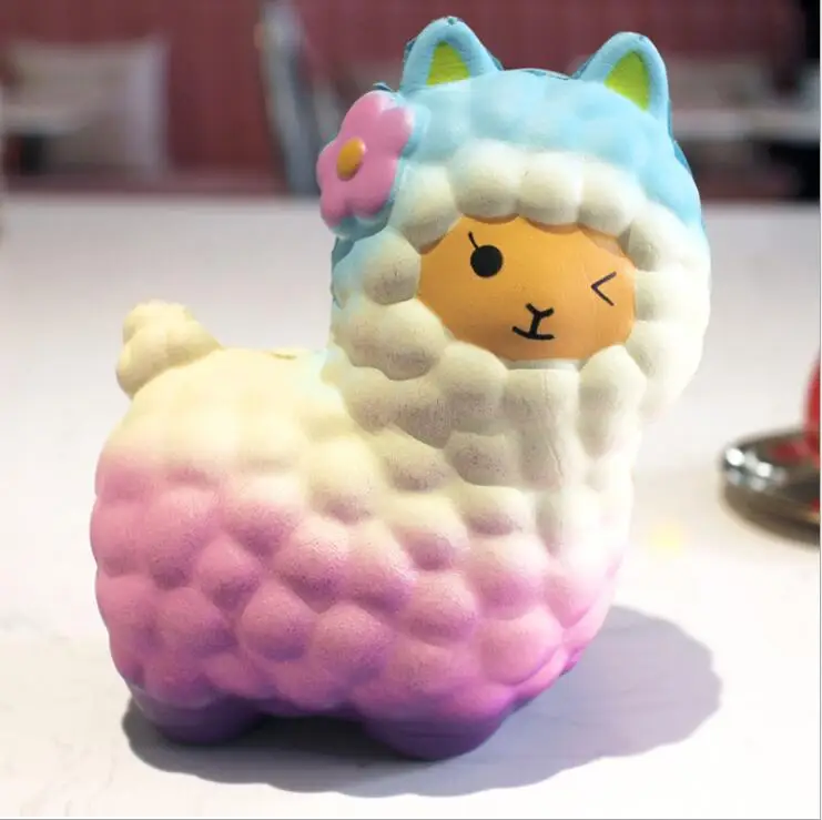 

Rainbow Color 17CM Cute Cartoon Kawaii Alpaca Sheep Squishy Slow Rising Squeeze Toy Cute Animal Stress Relief Toys For Kids
