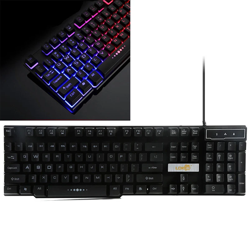 Тонкая механическая мини клавиатура с цветной светодиодной подсветкой и USB
