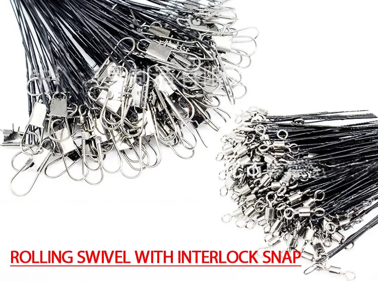 Rolling swivel Bsnap 100 шт./пакет 30 см из нержавеющей стали Trace провод терминал для снасти для лидера - Цвет: Rolling swivel Bsnap
