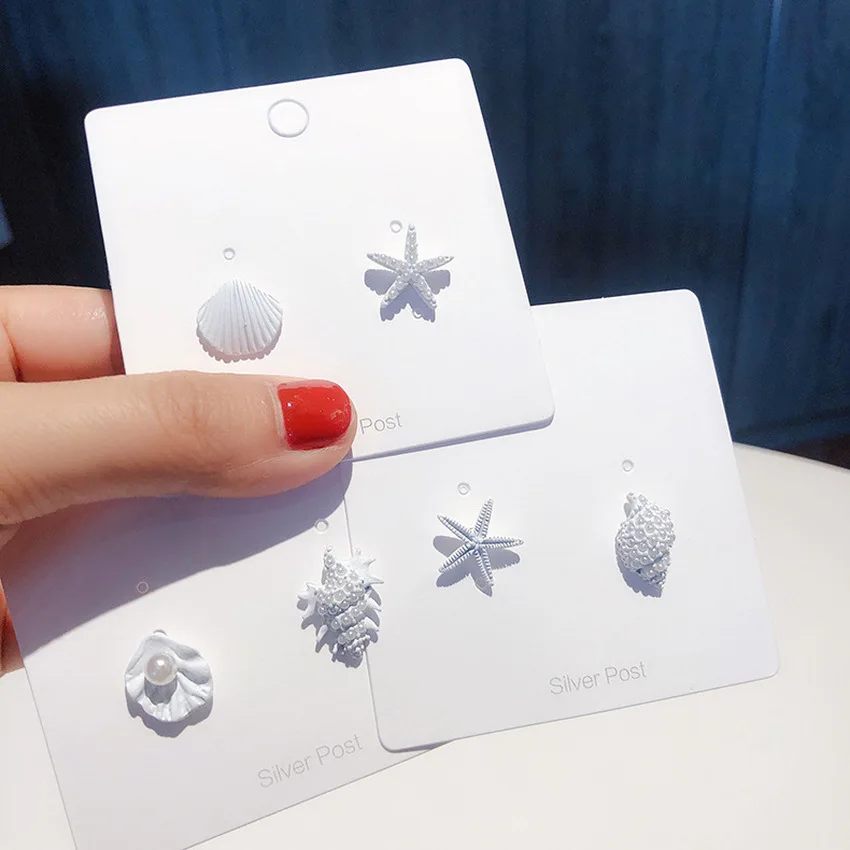 

2019 New Summer Silver Needle Earrings Beach Style Cute Shell Starfish Conch Stud Earrings for Women Girl Accessories Jewelry