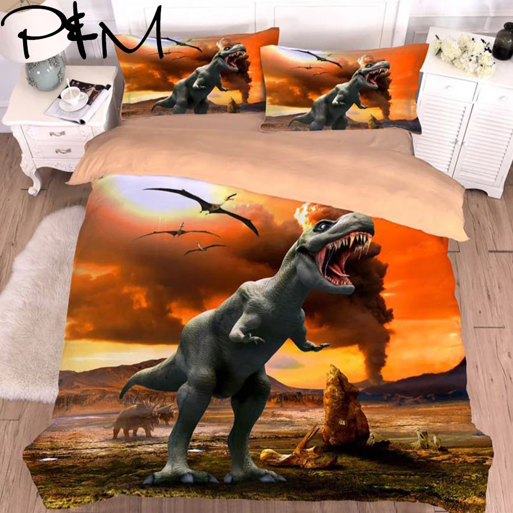 

Papa&Mima dinosaur print bedding set Duvet Cover Pillowcase Sets (no Sheet) Bedclothes set Drop Shipping