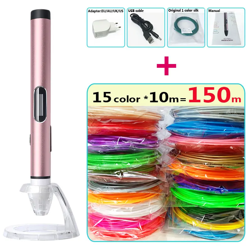 Online 3D pluma 3D plumas baja temperatura, USB energía móvil, proteger las manos 3D pluma Doodler Smart LED 3D dibujo pen 3d pens