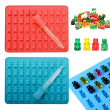 50 полость липкий Медведь Твердый силиконовый мыльный лоток с формой для кубиков льда