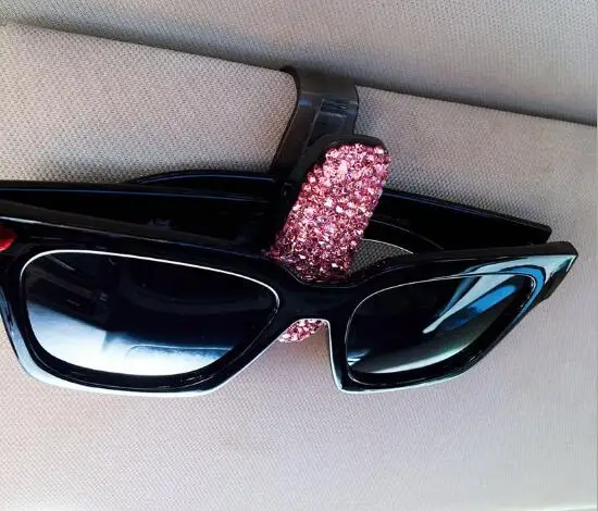 

Auto Fastener Clip Rhinestone Diamond Car Sun Visor Glasses Sunglasses folder Ticket Receipt Card Clip Storage Holder Accessorie