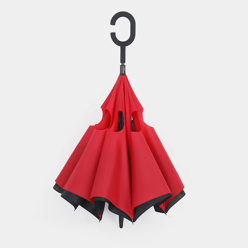 С-крюк руки автомобильный зонтик ветрозащитный обратный складной двойной слой перевернутый зонтик отверстие самостоящий наизнанку защита от дождя - Цвет: 01