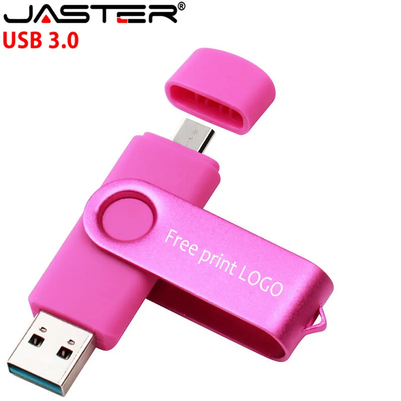 Логотип Jaster OTG USB 3,0 флеш-накопитель 4 ГБ 8 ГБ 16 ГБ 32 ГБ 64 ГБ Флешка металлический usb флеш-накопитель карта памяти