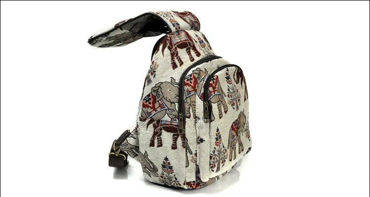 Китайский женский рюкзак с вышитым слоном, парусиновая сумка на плечо с вышивкой, рюкзак для путешествий, школьный женский рюкзак, Mochila