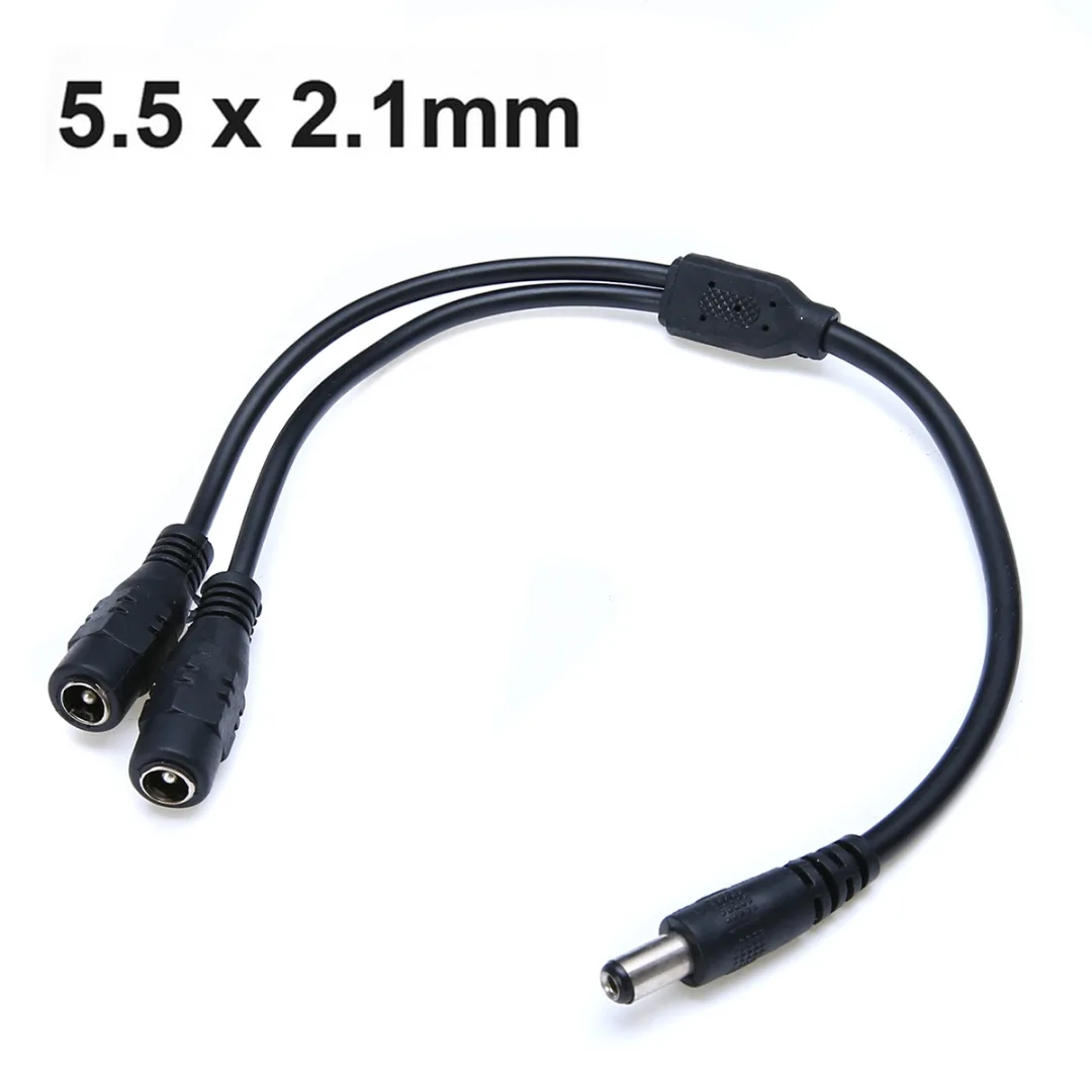 

Mayitr DC Power 1 Male Plug To 2 Female Jack Cable Splitter Adapter Plastic External Black Cables For CCTV 5.5x2.1mm