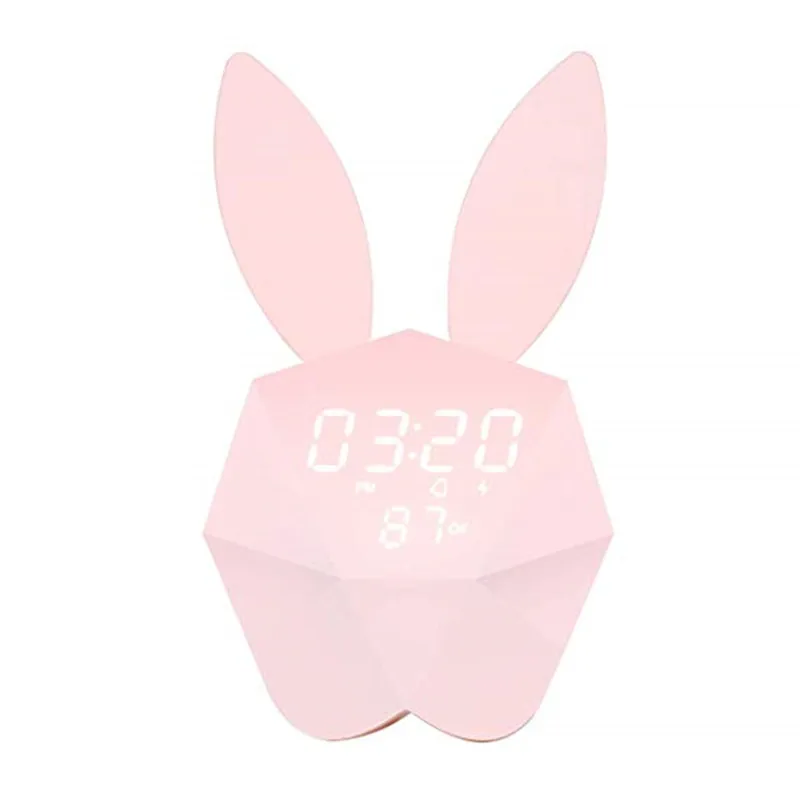 Woeldyea Cute Rabbit Bunny Music Alarm Clock LED Night Light