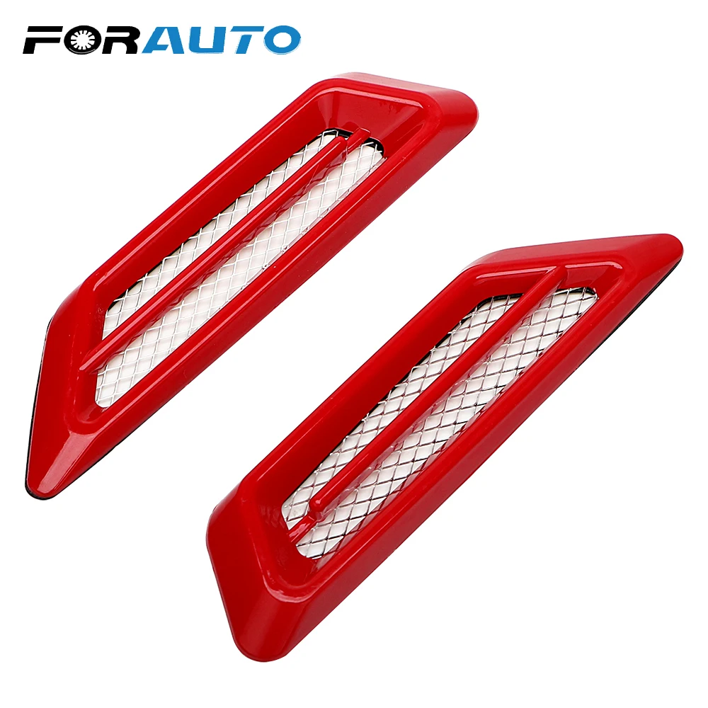 

FORAUTO 1 Pair Car False Air Outlet Decoration Stickers Side Mesh Cover Hood Bonnet Auto Sticker Shark Gills Universal