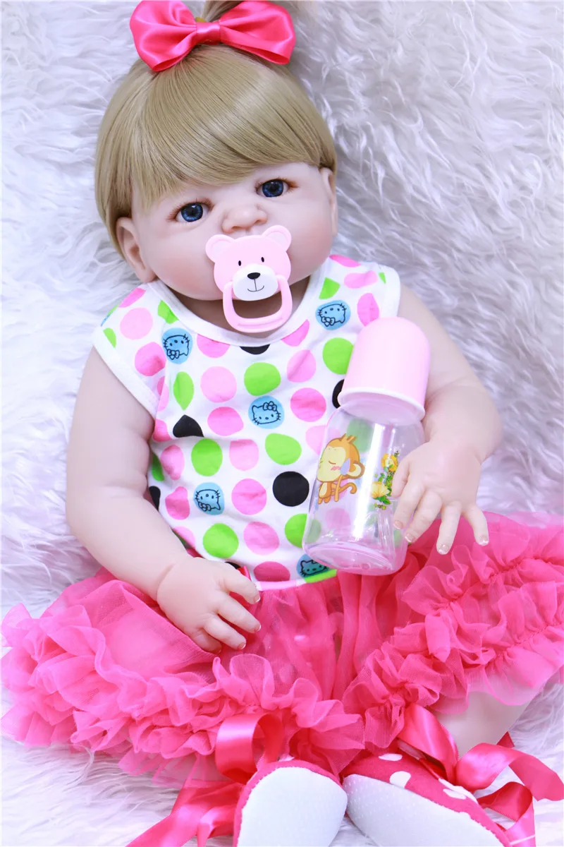 22 дюймов новый ручной Full силикона reborn baby очаровательны Lifelike малыша Bonecas маленьких