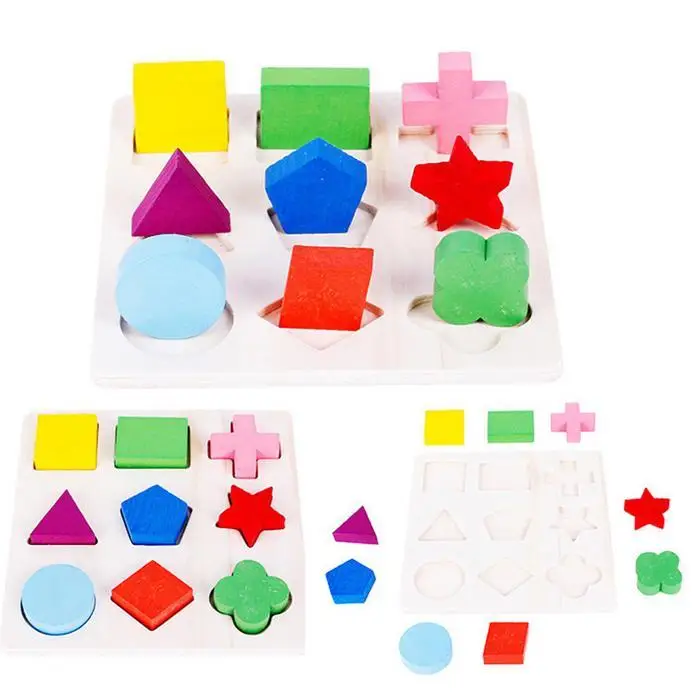 Игрушка-пазл для раннего развития игровая игрушка многоцветный Деревянный геометрические головоломки модный квадратный для детей От 0 до 2