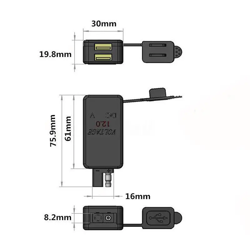 1pc SAE To USB Adapter Voltmeter Motorcycle Quick Disconnect Plug Waterproof Cover Dual USB Charger For Smart Phone Tablet GPS