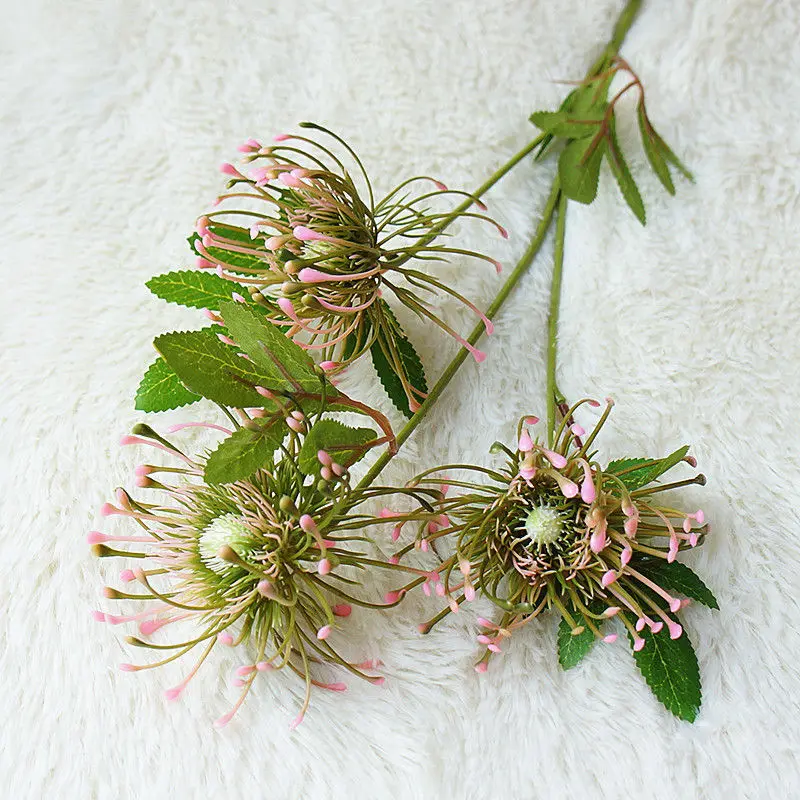 3 головки/ветка Leucospermum искусственные цветы для свадебного украшения Флорес Искусственные пластиковые искусственные цветы