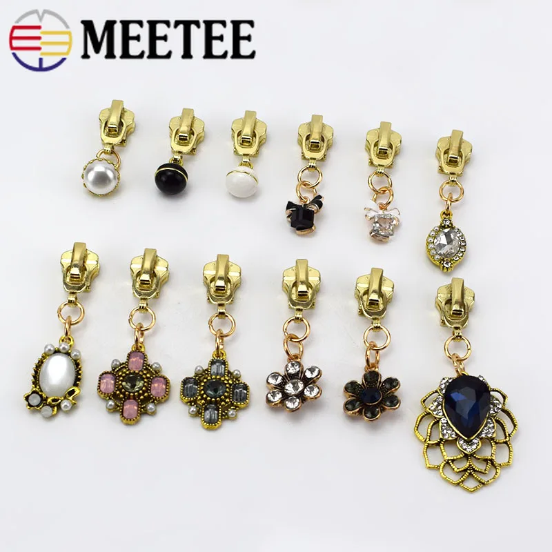 Meetee 5 шт. 3#/5# металлические застежки-молнии для металлических молний костюм "сделай сам" украшение молния головка Швейные скобяные изделия Аксессуары ZT009