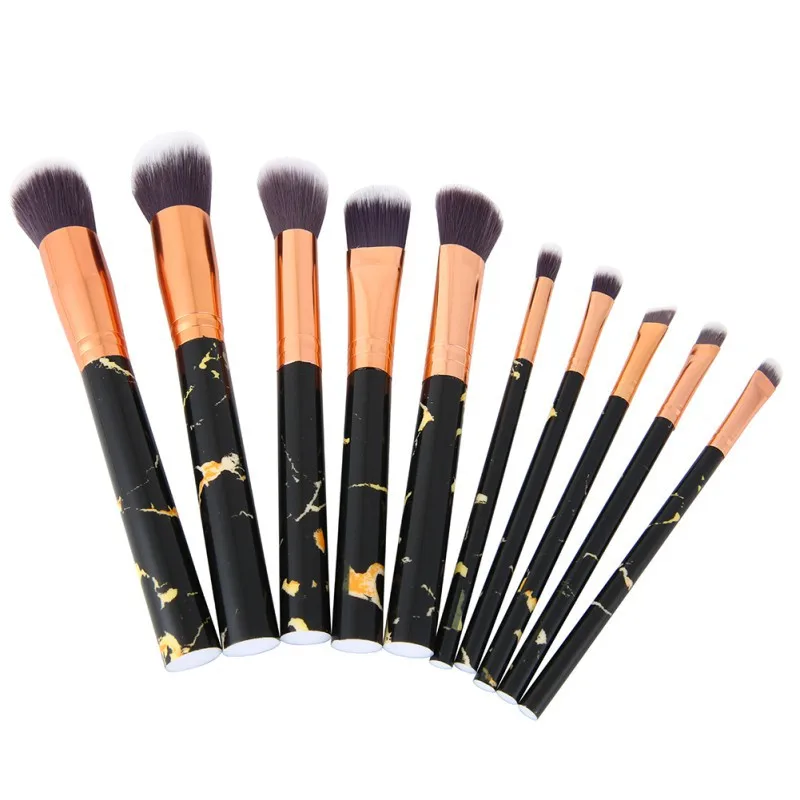 

10 pcs Marble Brush Makeup Brushes Kit Soft Makeup Tools Set For Foundation Powder Contour