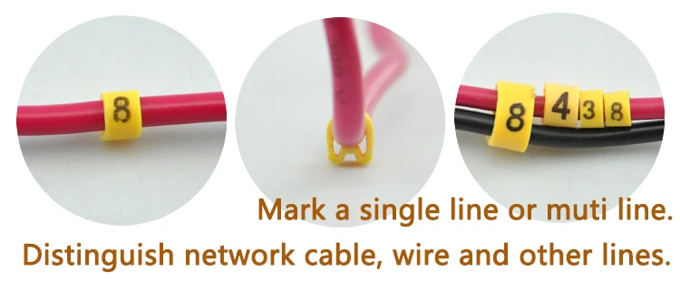 500 шт. EC-0 Маркер кабельной проводки от 0 до 9 для размера кабеля 1,5 sqmm желтый