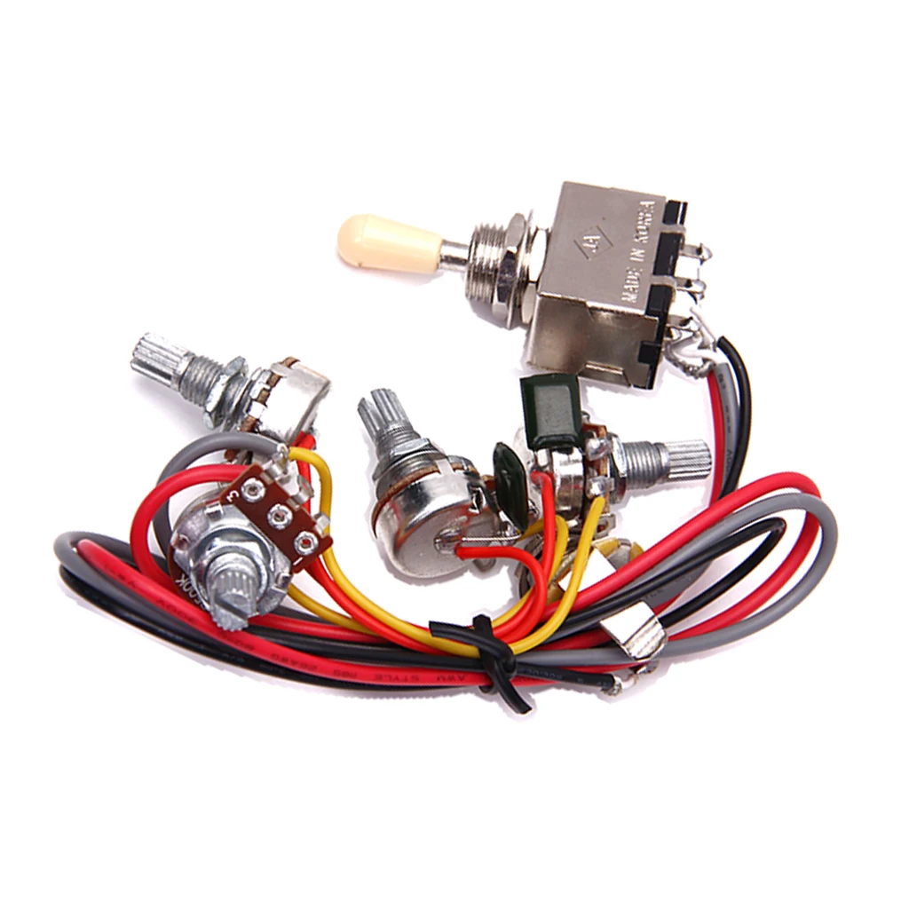 Tooyful Guitar Circuit Wiring 3 Box Toggle Pickup Selector 2V/2T/1J 2-500K Pots Circuit Wiring Set Two A500k Potentiometer